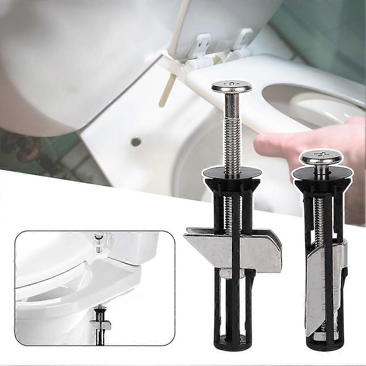 WC-ülőke rögzítő csavar készlet, 6 darab, rozsdamentes acél és műanyag, univerzális, 18 és 28 mm-es tömítésekkel