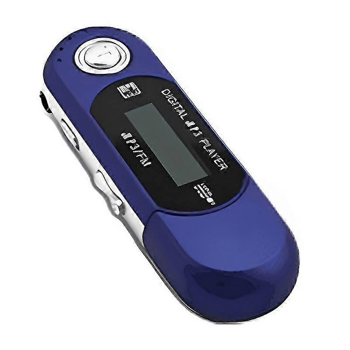 MP3 USB lejátszó, WMA és MP3 támogatás, klasszikus design, fekete szín, 9.5x3.7cm méretek.