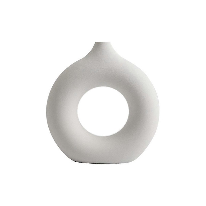 Vaza decorativa ceramica alba, design minimalist, 1 set