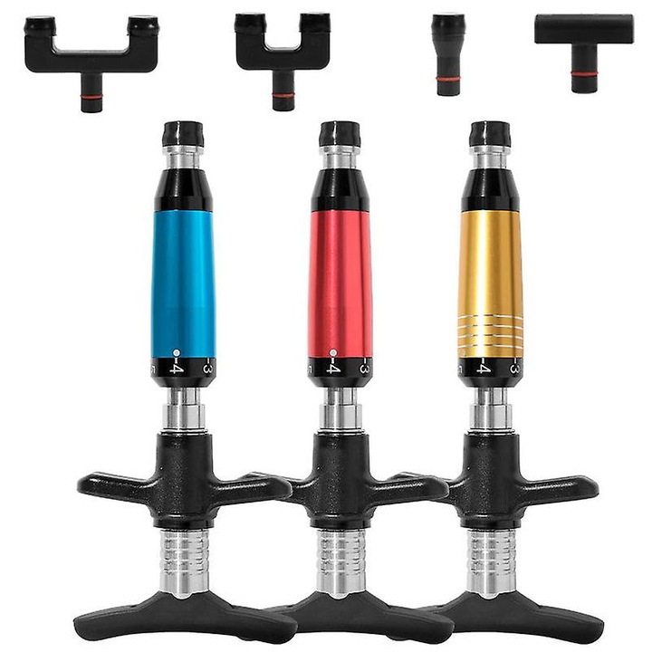 Instrument de ajustare chiropractica pentru coloana vertebrala, 4 capete, masaj cervical, rosu