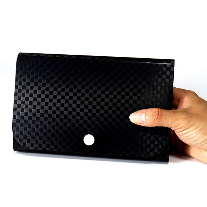 Folder A6, 7 straturi, cu buzunare colorate, organizator de documente, negru, dimensiuni 18.5x11.5cm