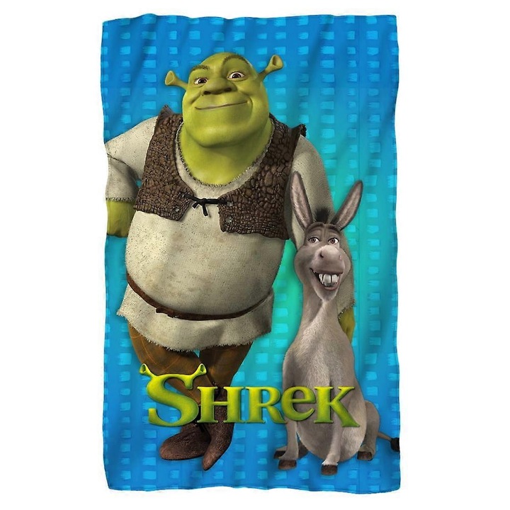 Patura, Fleece, Shrek, 125x150cm, multicolor, usor de transportat