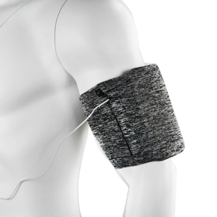 Sport karkötő telefonhoz, szürke, M, poliészter anyag