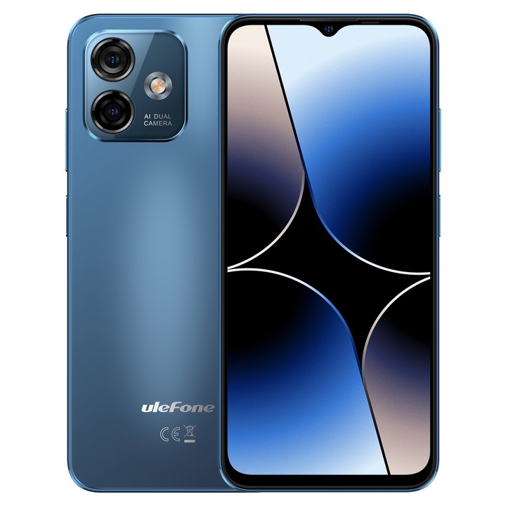 Ulefone Note 16 Pro Kék Mobiltelefon 4G, 6.52" IPS LCD, 16GB RAM (8GB + 8GB bővíthető), 128GB ROM, Android 13, Unisoc T606 Octa-Core, 4400mAh, Dual SIM