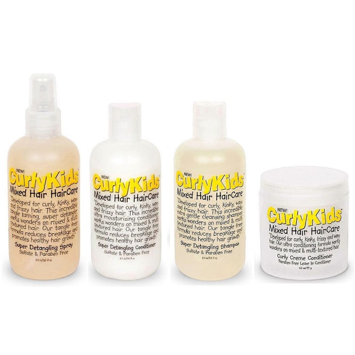Set de ingrijire pentru copii Curly Kids, 4 produse, fara petrolatum, ulei mineral, sulfati sau parabeni