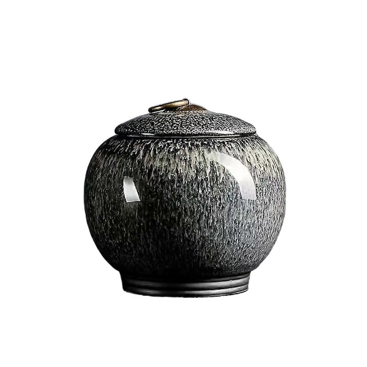 Urna de crematie pentru animale mici, ceramica, galbena-gri