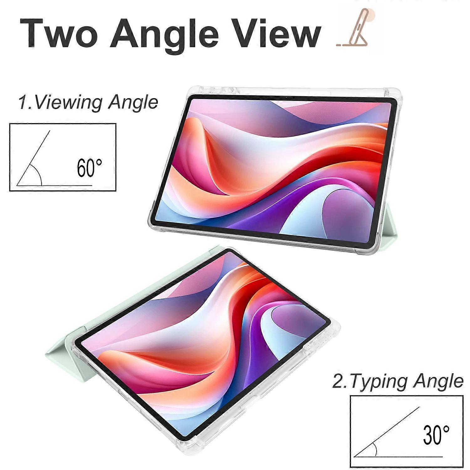 Husa tableta Tri-fold, pen slot, verde deschis, pentru Lenovo Tab M11 (Xiaoxin Pad 11 2024)