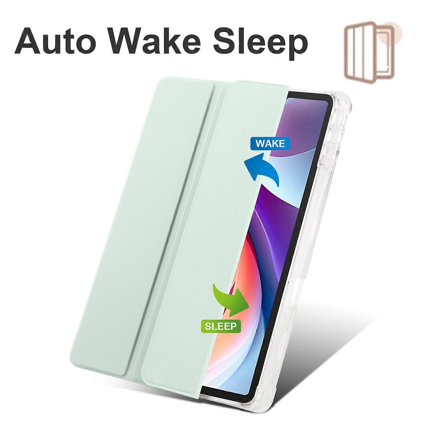 Husa tableta Tri-fold, pen slot, verde deschis, pentru Lenovo Tab M11 (Xiaoxin Pad 11 2024)
