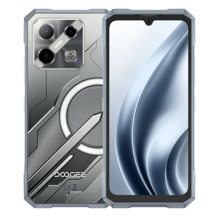 Mobiltelefon Doogee Blade GT Play LED, Ezüst, 5G, 6.72" FHD+ IPS LCD 120Hz, AI kamera 50MP, 20GB RAM (8GB+12GB bővíthető), 256GB ROM, Android 14, Dimensity 7025, 5800mAh, 18W, Dual SIM
