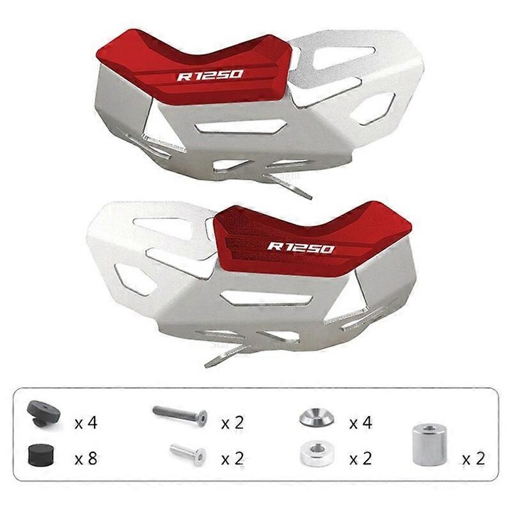 Set protectii cilindru pentru BMW R1250GS, R1250R, R1250RS, R1250RT, aluminiu anodizat, argintiu/negru