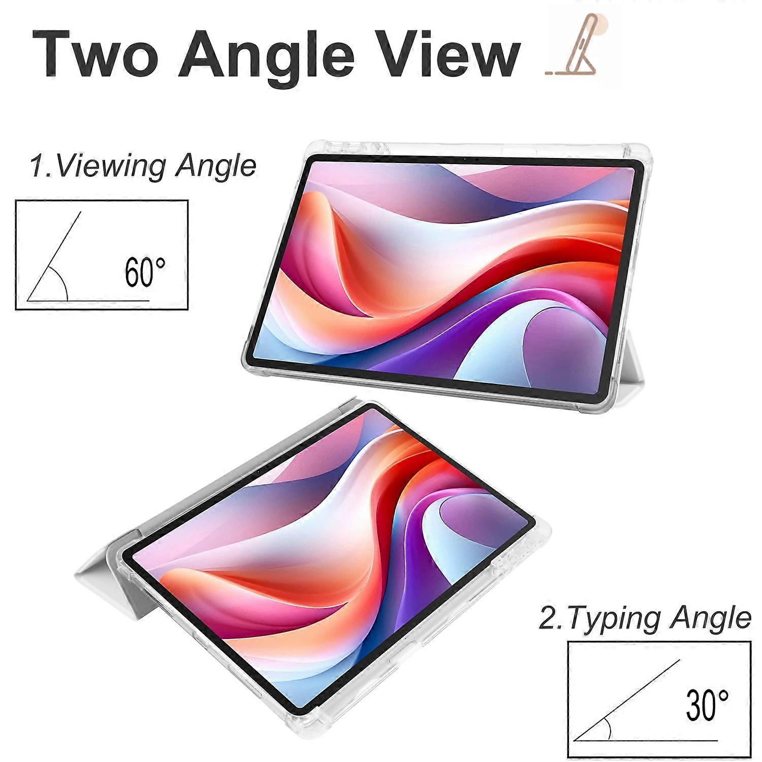 Husa tableta Tri-fold cu suport pentru stilou, gri, pentru Lenovo Tab M11 (Xiaoxin Pad 11 2024)