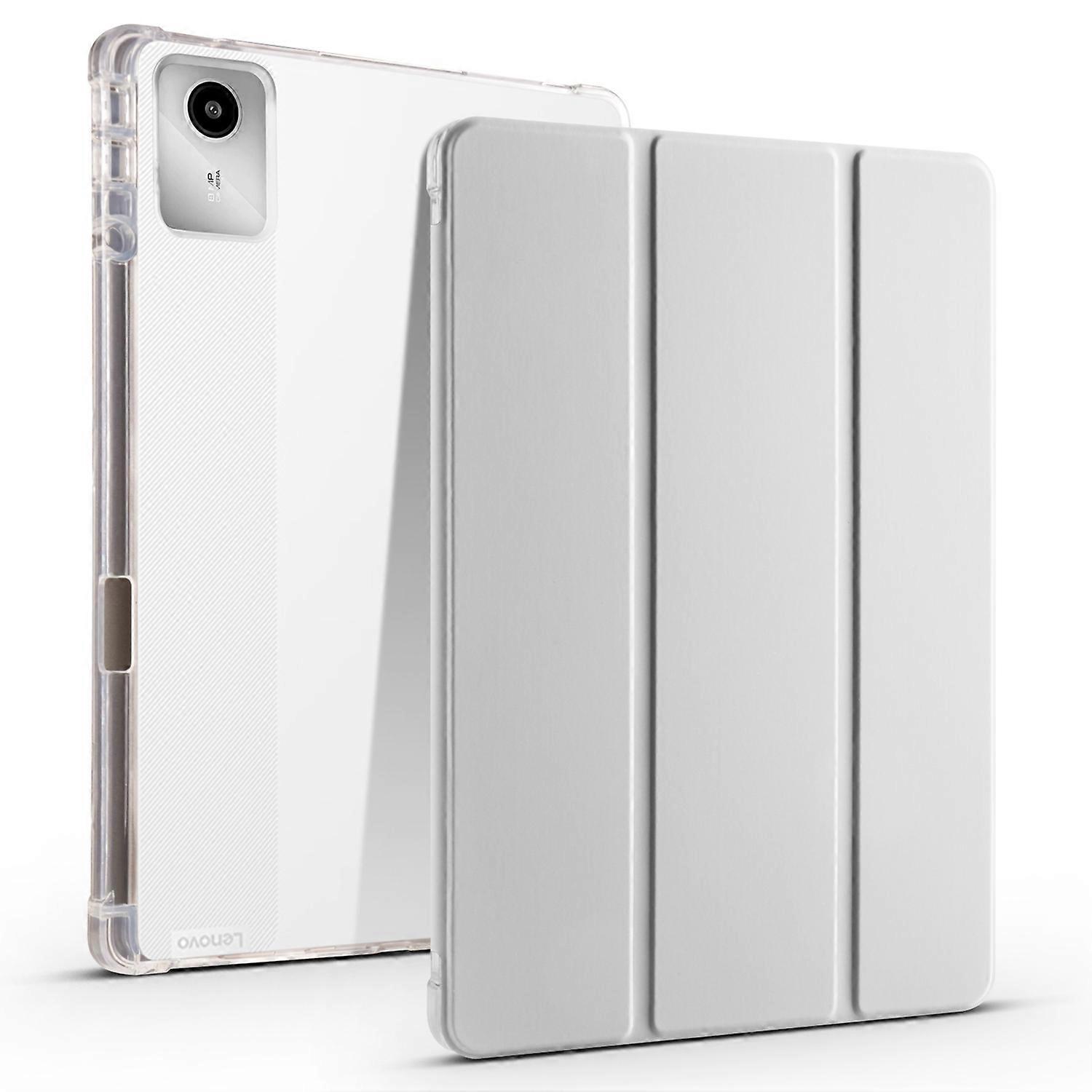 Husa tableta Tri-fold cu suport pentru stilou, gri, pentru Lenovo Tab M11 (Xiaoxin Pad 11 2024)