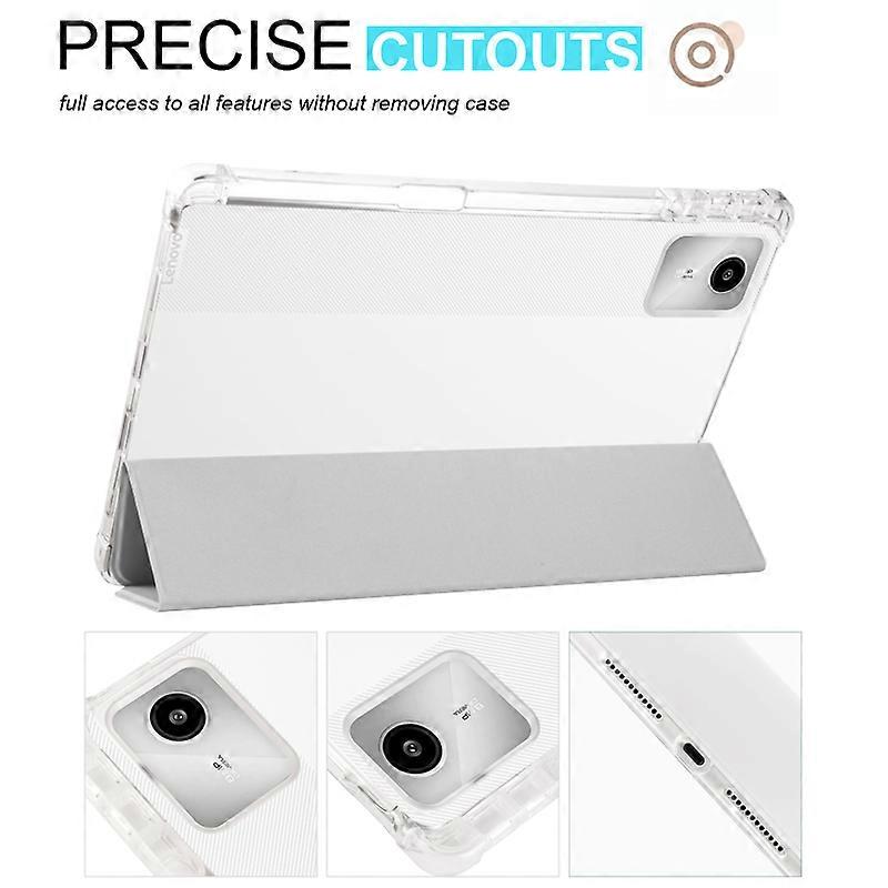 Husa tableta Tri-fold cu suport pentru stilou, gri, pentru Lenovo Tab M11 (Xiaoxin Pad 11 2024)