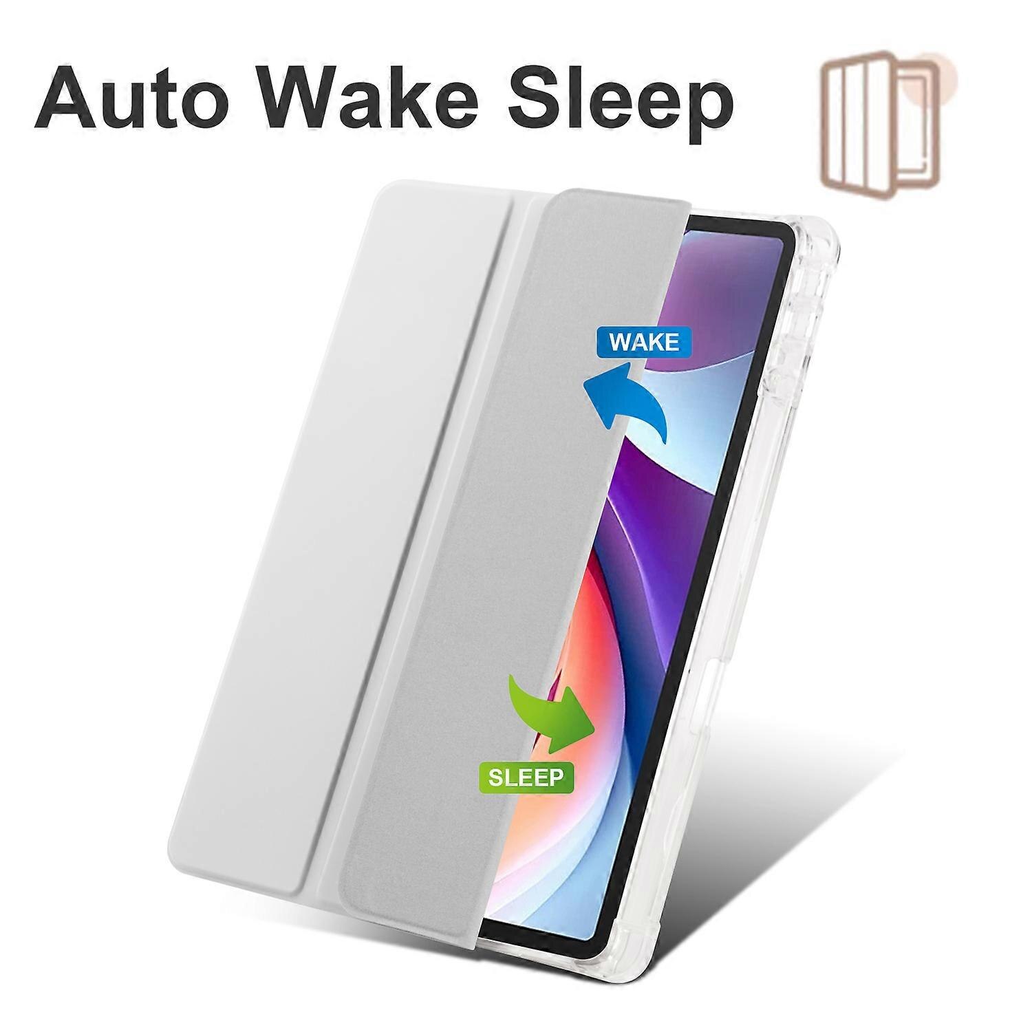 Husa tableta Tri-fold cu suport pentru stilou, gri, pentru Lenovo Tab M11 (Xiaoxin Pad 11 2024)
