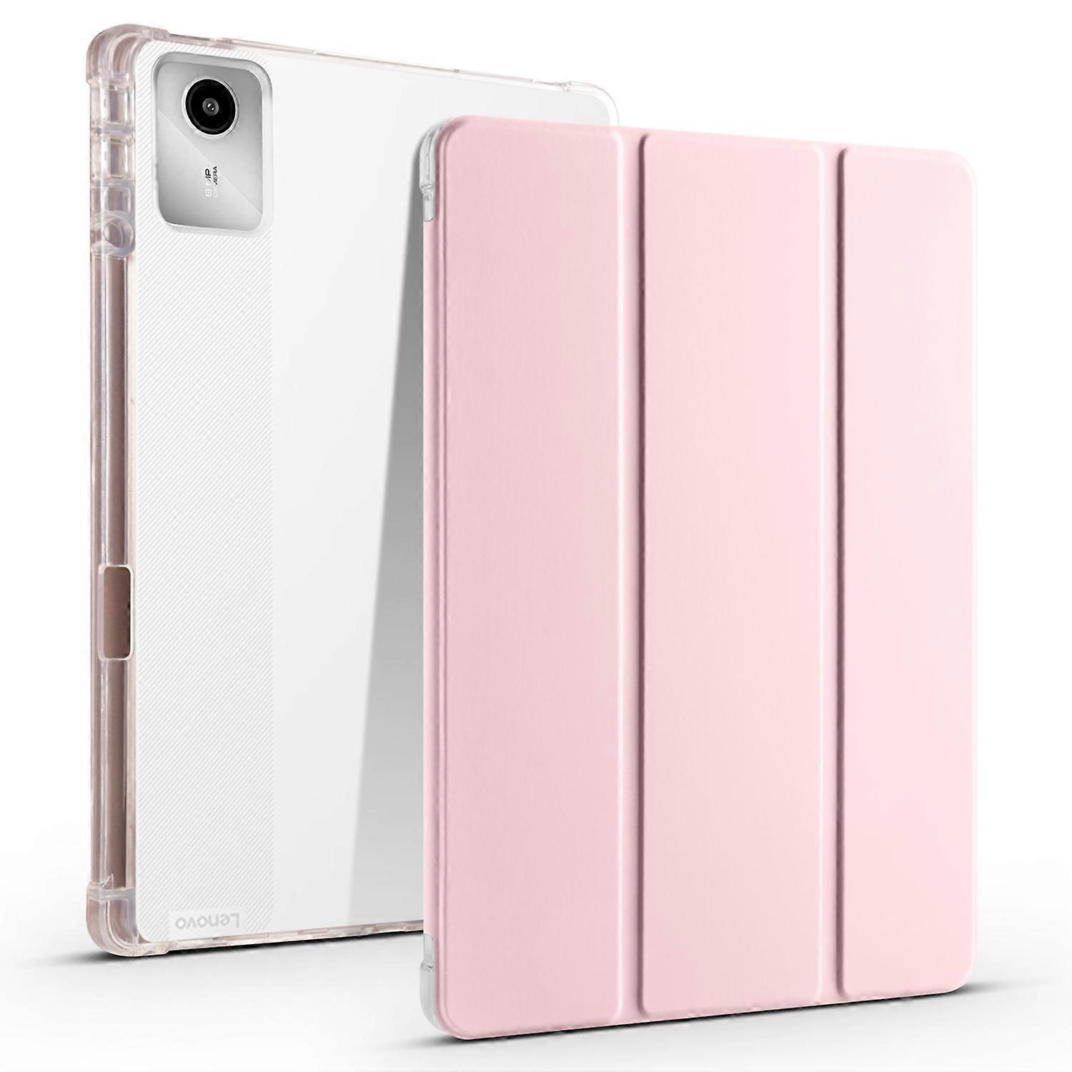 Husa tableta Tri-fold, roz, pentru Lenovo Tab M11, cu slot pentru stilou, protectie completa