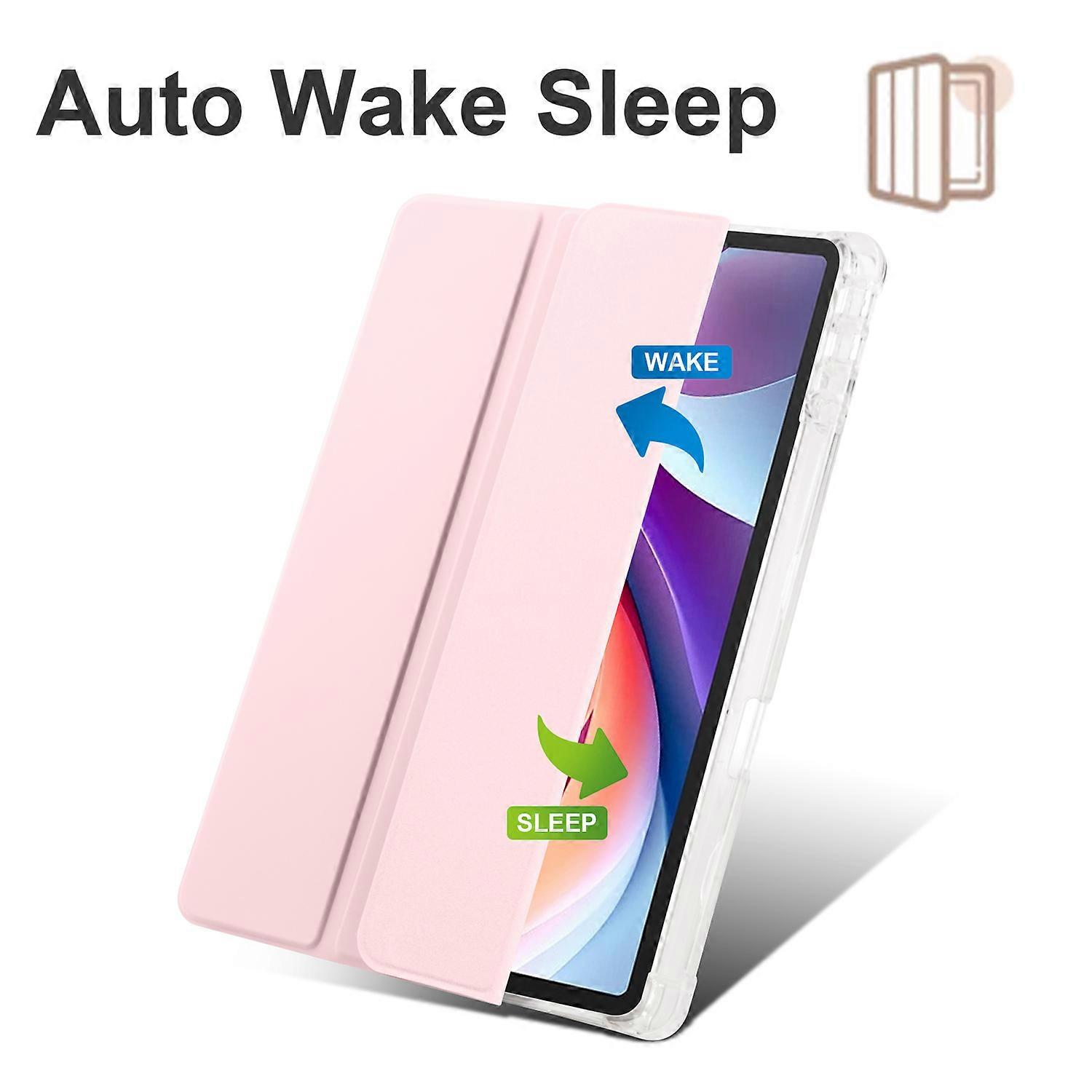 Husa tableta Tri-fold, roz, pentru Lenovo Tab M11, cu slot pentru stilou, protectie completa