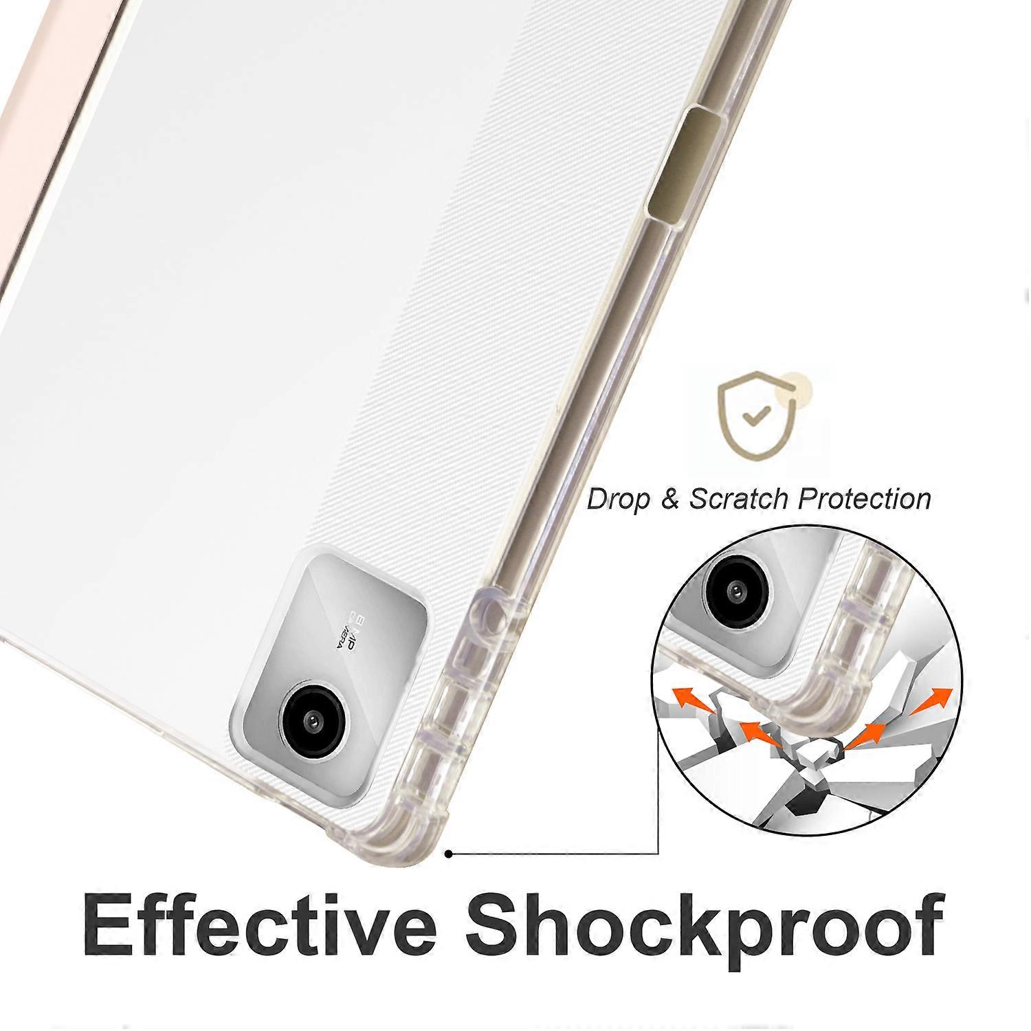 Husa tableta Tri-fold, roz, pentru Lenovo Tab M11, cu slot pentru stilou, protectie completa
