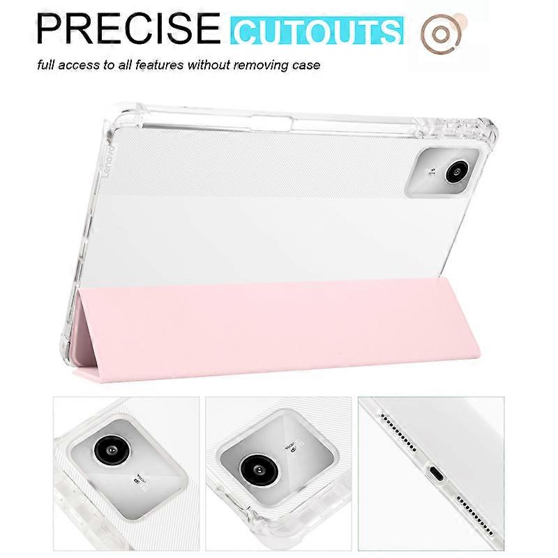 Husa tableta Tri-fold, roz, pentru Lenovo Tab M11, cu slot pentru stilou, protectie completa