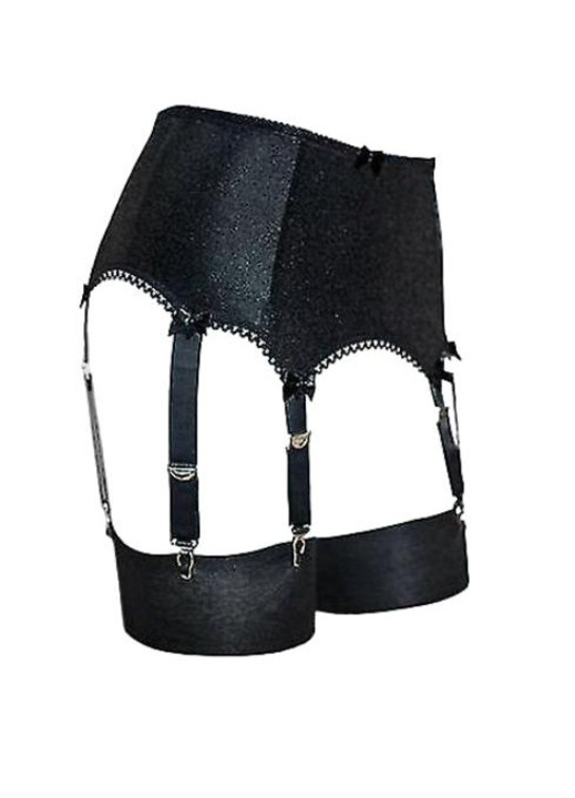 Portjartiere pentru femei, din nylon, cu catarame metalice, negru