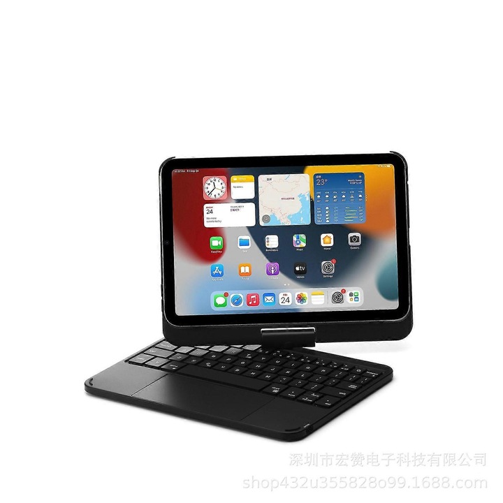 Tastatura bluetooth cu touchpad si iluminare RGB, compatibila cu iPad Mini 6, 19.8x14.9x1.2cm, neagra
