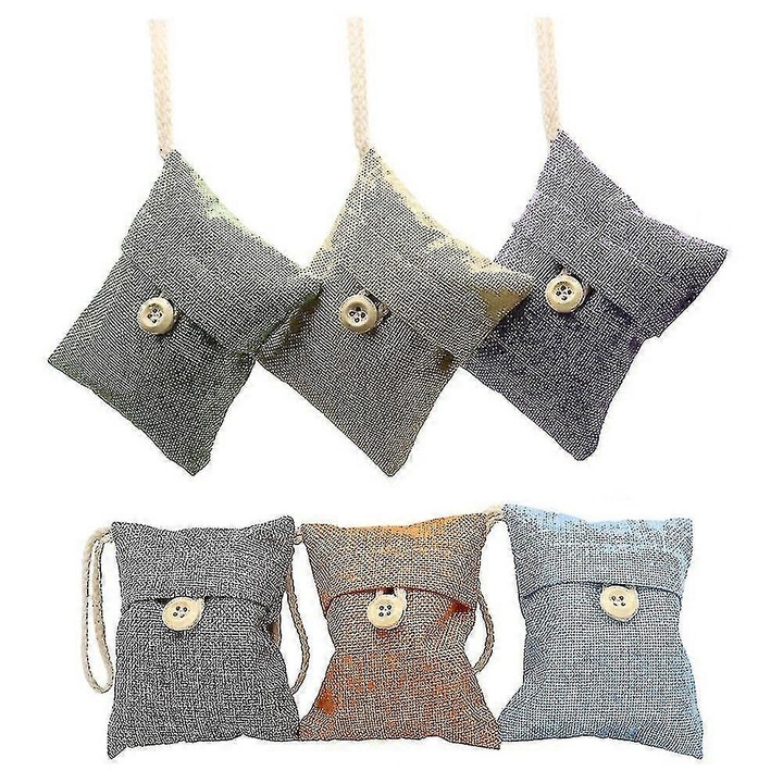 Set de 6 pungi cu carbune de bambus pentru purificarea aerului, 20x10cm