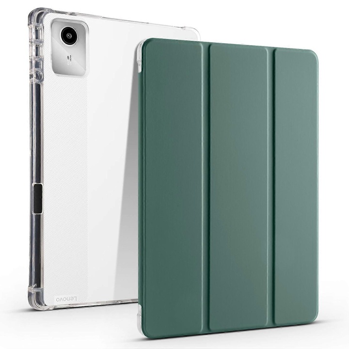 Tri-fold tablettok tolltartóval, teljes védelem, sötétzöld, Lenovo Tab M11 (Xiaoxin Pad 11 2024) készülékhez