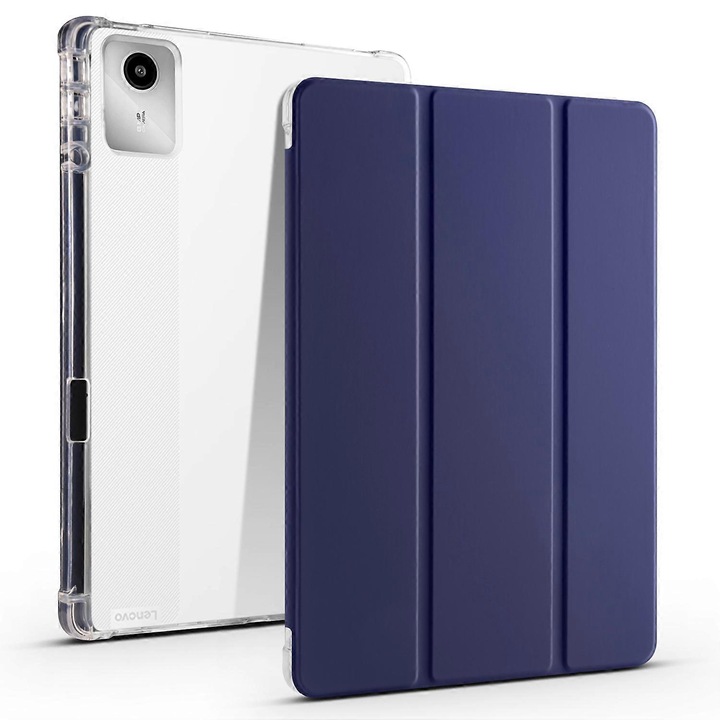 Tri-fold tablettok, tolltartóval, sötétkék, Lenovo Tab M11 (Xiaoxin Pad 11 2024) készülékhez