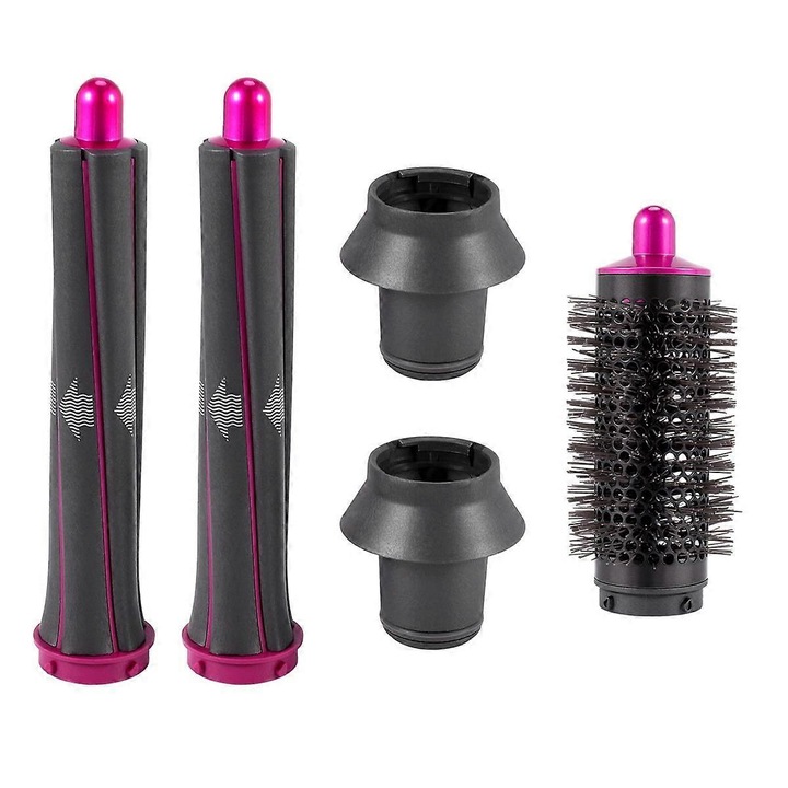 Set accesorii pentru ondulator, cilindru, 30mm, 2 tuburi lungi, 2 conectori, negru/mov