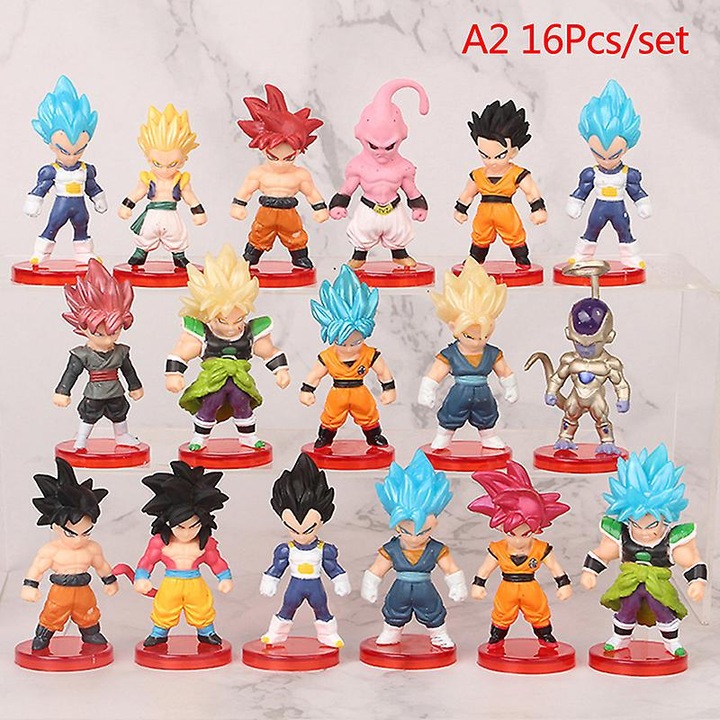 16 darabos Dragon Ball figura készlet, 7 cm, PVC, többszínű