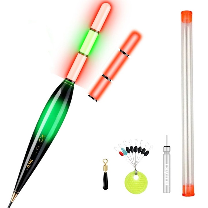 Pluta Pescuit de Noapte 6 grame, Inteligenta cu Led si Senzor la Trasatura, Schimbare de Culoare, Fixa si Culisanta, Baterie Inclusa, HIPOLAR
