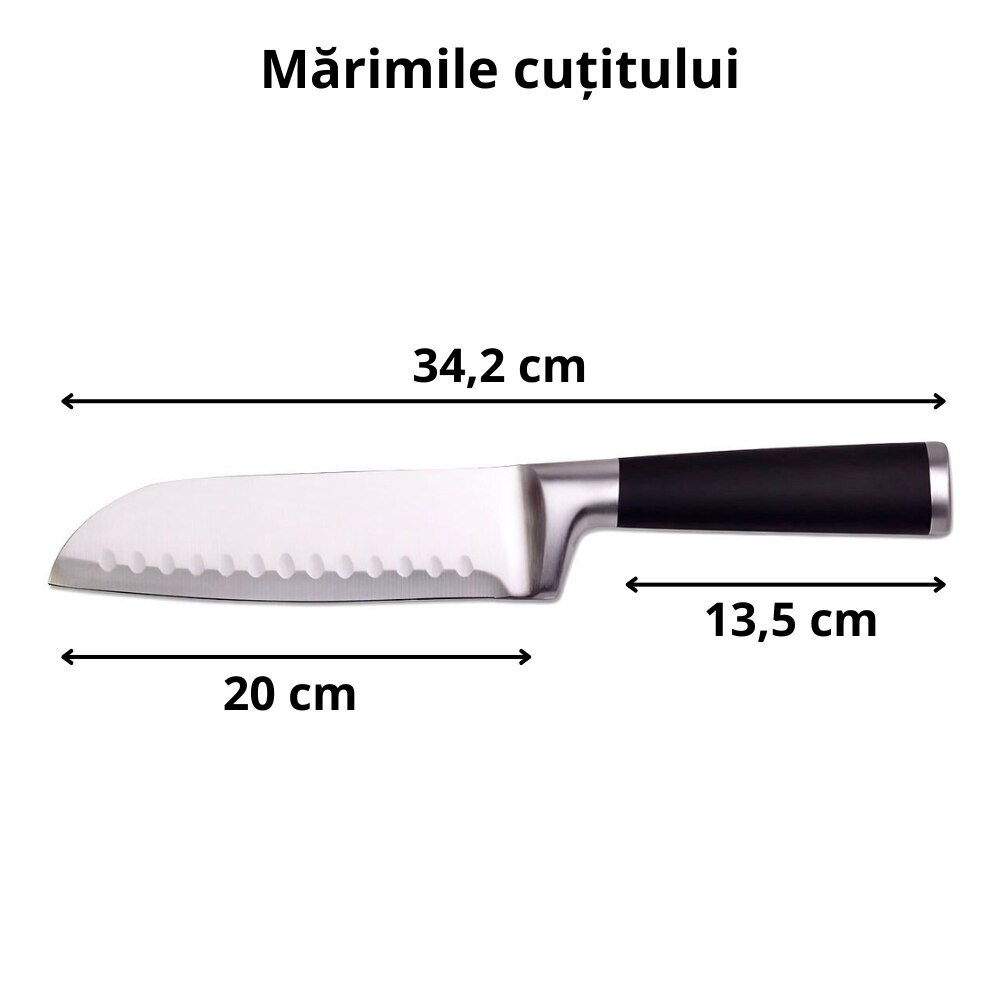 Cutit japonez de bucatarie model Santoku, Salestore.ro®, otel