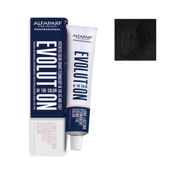Vopsea de par Alfaparf Evolution of the Color Cube 1, 60ml, neagra, fara oxidant