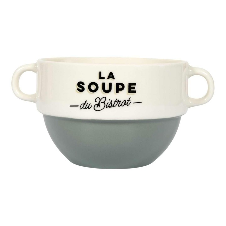 Bol de supa HowHomely, La Soupe du Bistrot, 450 ml, ceramica, verde
