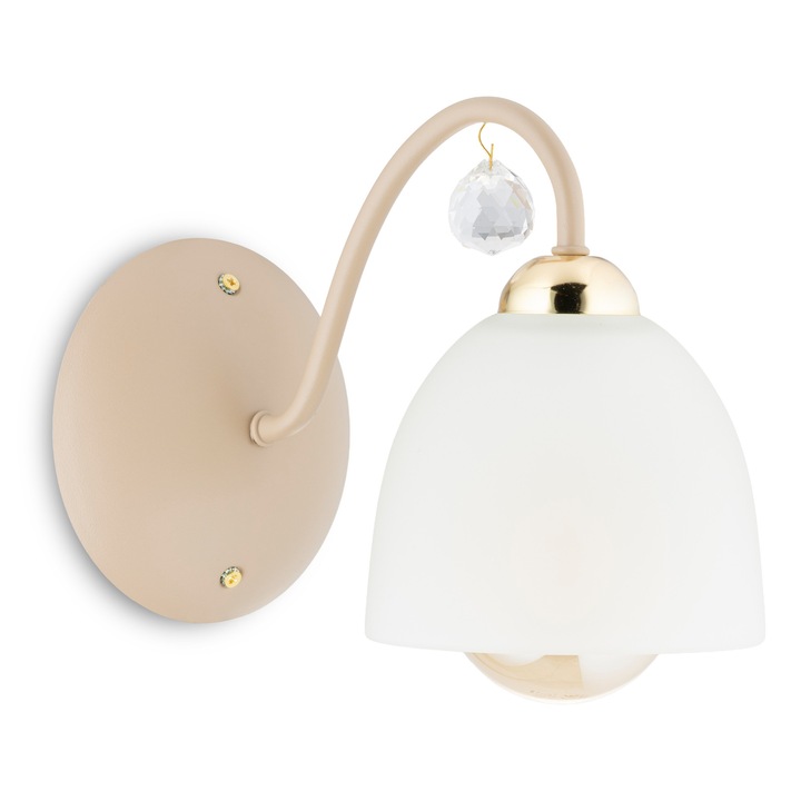 Аплик HowHomely Tina, бежов, стъкло, 1xE27, 60W, 13см