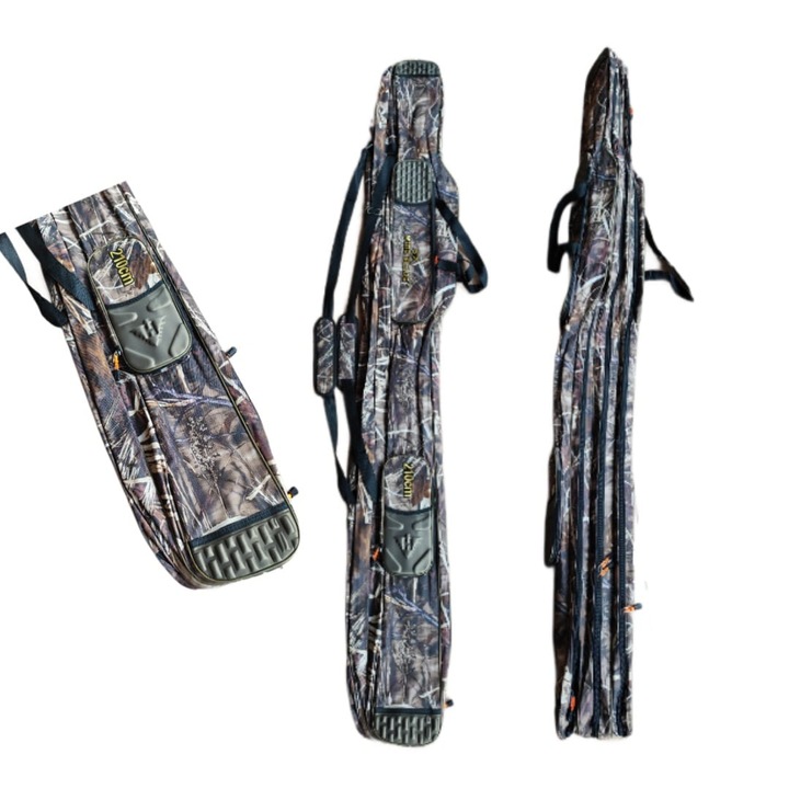 Husa ( Geanta ) transport Lansete cu 3 compartimente + 2 buzunare, Lungime 210 cm, dedicata lansetelor de 3, 90 din 2 Segmente