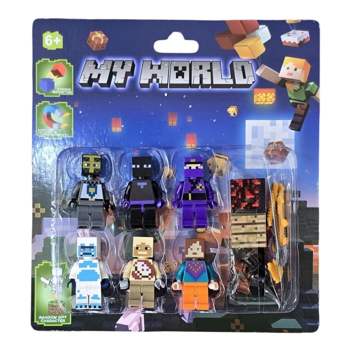 Set 7 Figurine tip Minecraft, MASHASHOP, multicolor, 5 cm