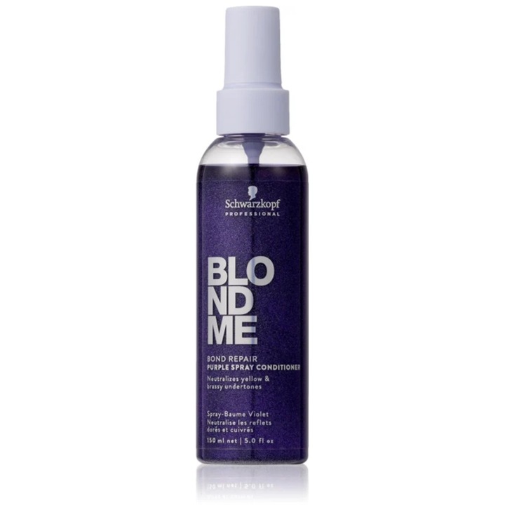 Balsam de par Schwarzkopf BlondMe Bond Repair Spray Violet 150ml, reduce tonurile galbene, imbunatateste structura parului