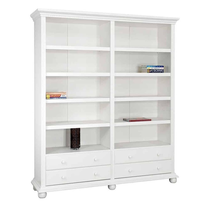 Etajera Margaret, Lemn Masiv, 180x45x203, Alb