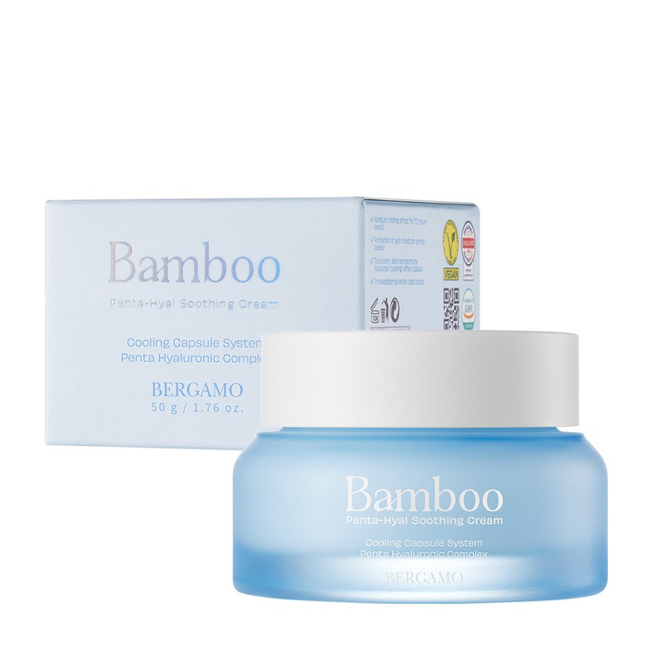Hidratáló krém bambusszal és hialuronsavval, Bergamo, 50g