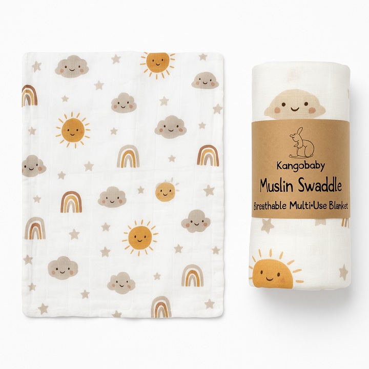 Muszlin takaró, 70% bambusz és 30% pamut, többszínű, 120x110cm