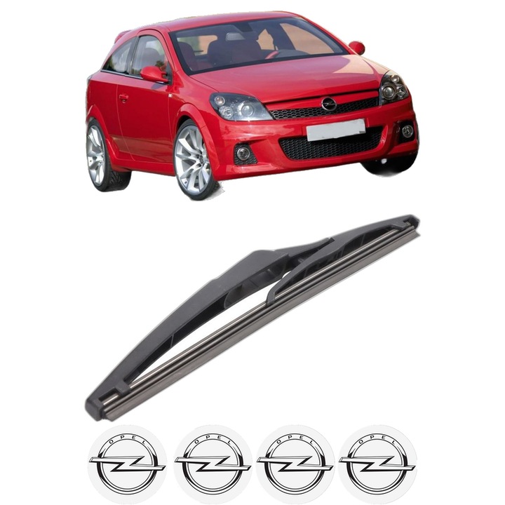 Stergator lamela spate OPEL ASTRA H GTC (A04) din 2005 - 2010, pentru luneta auto, Bosch Twin, din cauciuc siliconat rezistent, 4 Stickere Auto OPEL