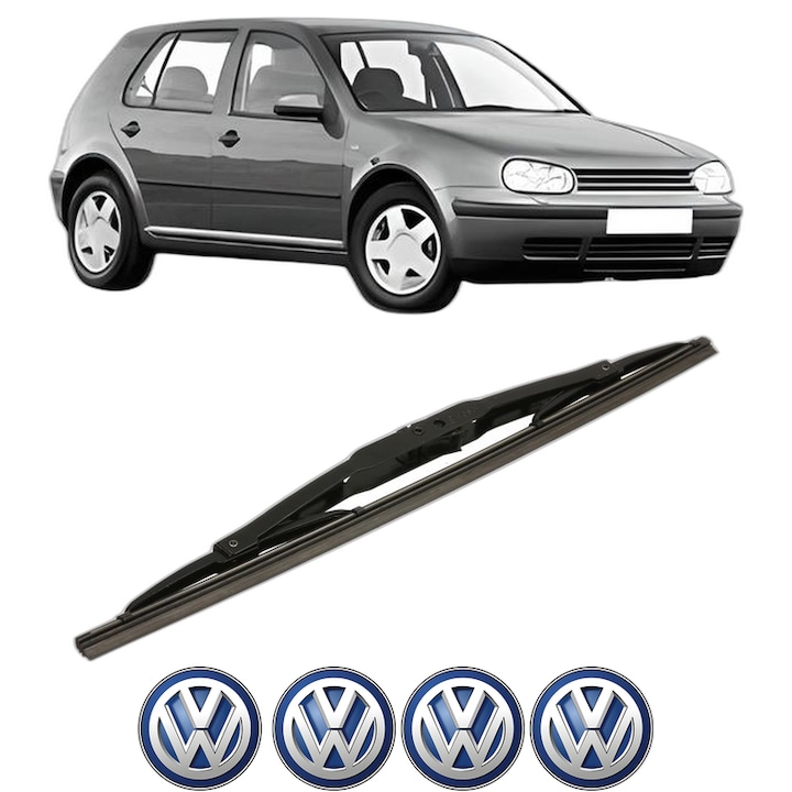 Stergator lamela spate Volkswagen GOLF IV (1J1) din 1997 - 2005, pentru luneta auto, Bosch Twin, din cauciuc siliconat rezistent, 4 Stickere Auto VW