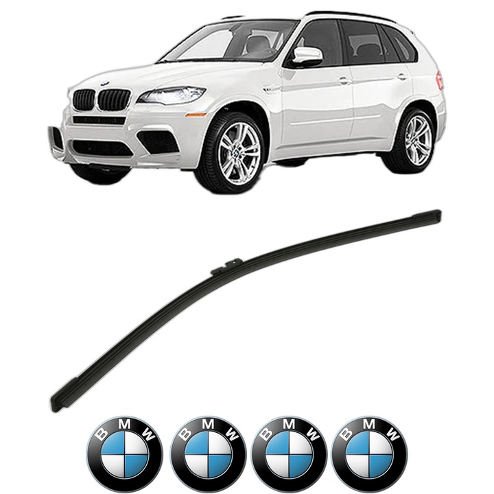 Stergator lamela spate BMW Seria X5 (E70) din 2006 - 2013, pentru luneta auto, Bosch Aerotwin, din cauciuc siliconat rezistent, 4 Stickere Auto BMW