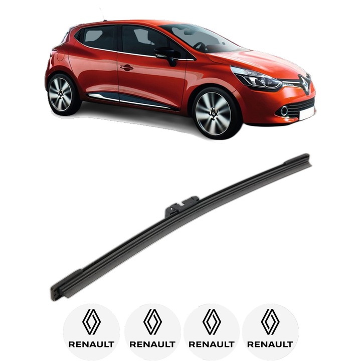 Stergator lamela spate RENAULT CLIO IV Grandtour (KH_) din 2012 - 2021, pentru luneta auto, Bosch Aerotwin, din cauciuc siliconat rezistent, 4 Stickere Auto RENAULT
