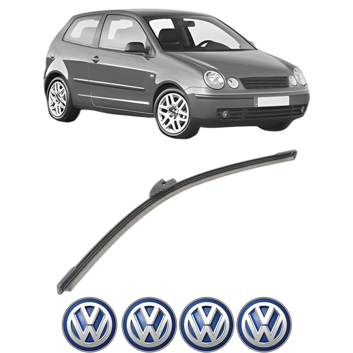 Stergator lamela spate Volkswagen POLO IV (9N_, 9A_) din 2001 - 2009, pentru luneta auto, Bosch Aerotwin, din cauciuc siliconat rezistent, 4 Stickere Auto VW