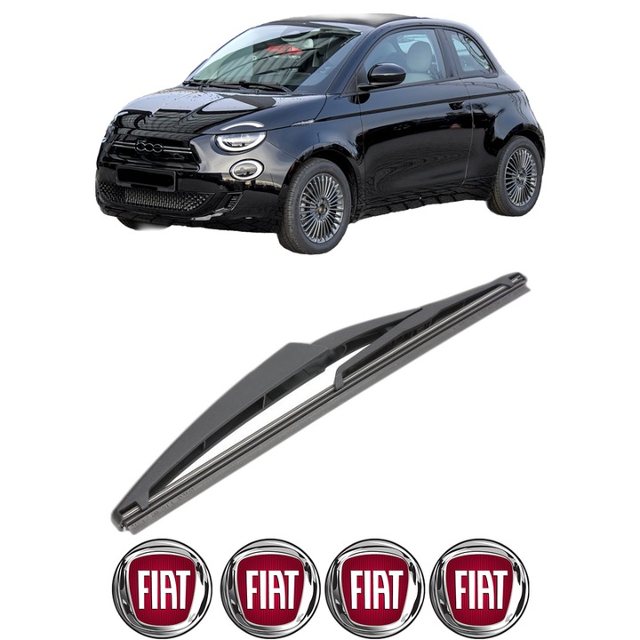 Stergator lamela spate FIAT 500e (332_) din 2020, pentru luneta auto, Valeo Silencio, din cauciuc siliconat rezistent, 4 Stickere Auto FIAT