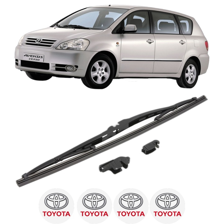 Stergator lamela spate TOYOTA AVENSIS VERSO (_M2_) din 2001 - 2010, pentru luneta auto, Valeo Silencio, din cauciuc siliconat rezistent, 4 Stickere Auto TOYOTA