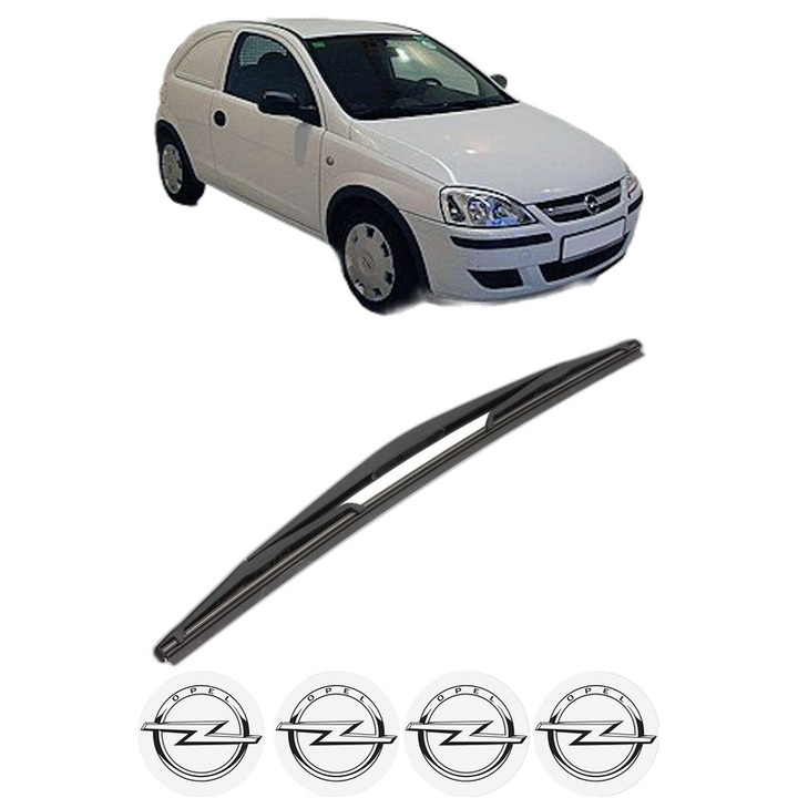 Stergator lamela spate OPEL CORSA C Hatchback Van (X01) din 2000 - 2012, pentru luneta auto, Valeo Silencio, din cauciuc siliconat rezistent, 4 Stickere Auto OPEL