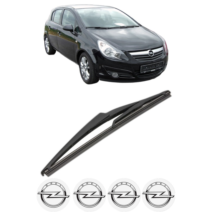 Stergator lamela spate OPEL CORSA D (S07) din 2006 - 2014, pentru luneta auto, Valeo Silencio, din cauciuc siliconat rezistent, 4 Stickere Auto OPEL