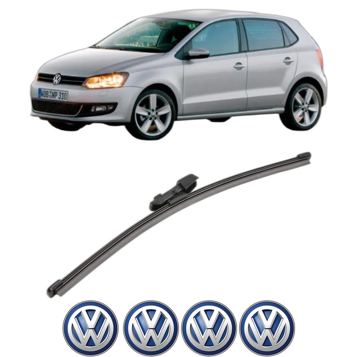 Stergator lamela spate Volkswagen POLO Van V (6R1, 6C1) din 2009 - 2017, pentru luneta auto, Valeo Silencio Xtrm, din cauciuc siliconat rezistent, 4 Stickere Auto VW